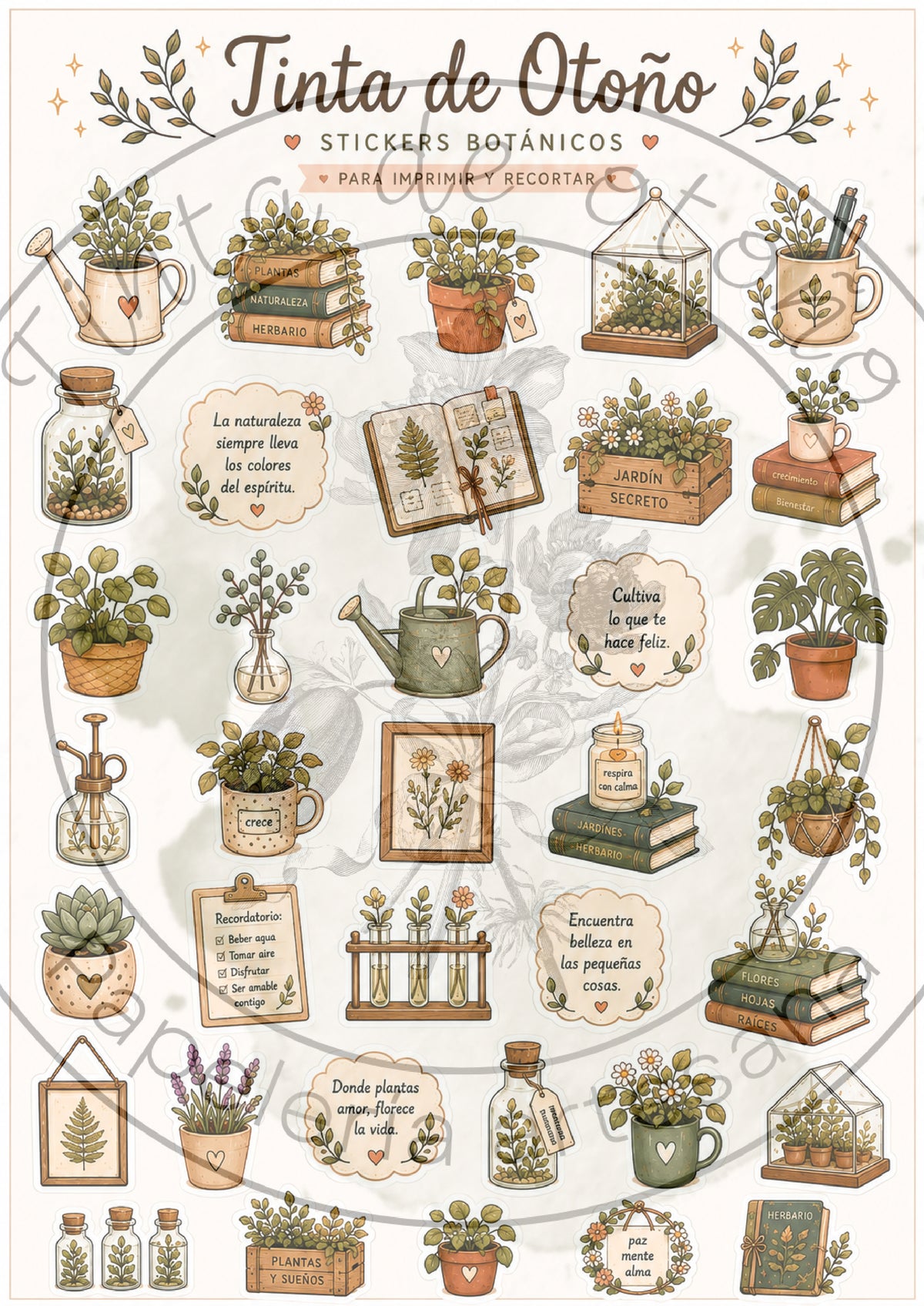 Stickers botánicos (archivo digital)