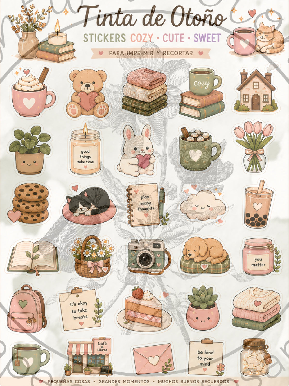 Stickers cozy (archivo digital)